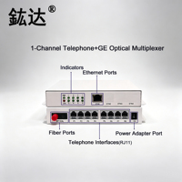 Convertisseur de fibre optique téléphonique PCM 1 canal, multiplexeur vocal Fxs/Fxo pour Fax RJ11 POTS, convertisseur de fibre optique réseau Gigabit