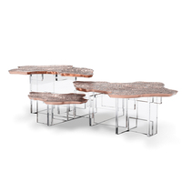 Table basse gravée artistique haut de gamme style italien lumière Villa de luxe salon acrylique forme irrégulière combinaison