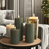 Bougie de cire à LED sans flamme 3D brevetée Bougies de cire à la paraffine sans feu pour décorations de fête de Noël minuterie