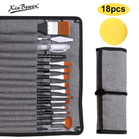 Ensemble de pinceaux d'art Xinbowen, 18 pièces, avec racloir, stylo à eau et pinceau plat pour la peinture