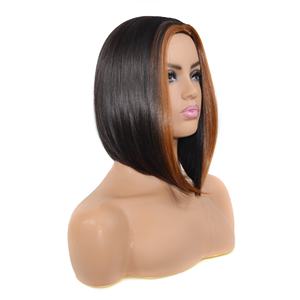 Perruque Synthétique en Fibre de Haute Qualité, Vente en Gros, Meilleur Fournisseur de Perruques Noires avec Mèches <span class=keywords><strong>Blondes</strong></span>, pour Femmes Noires - Product Image 4