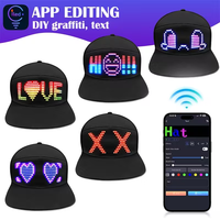 Control de aplicación LED Pantalla de texto de desplazamiento LED Gorra de béisbol USB Recargable LED Pantalla luminosa Sombrero LED Mensaje Sombreros