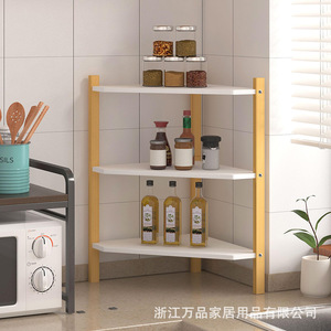 3 Tier Bamboo <b>Corner</b> Shelf 40x34x60 Cm Freestanding <b>Storage</b> <b>Unit</b> For Kitchen Bathroom Living Room Bedroom - Product Image 1