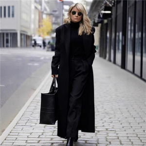 Manteau long en laine pour femme, vert, coupe ample, chaud, vêtement d'extérieur pour l'hiver - Product Image 4