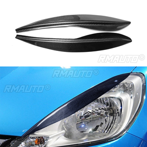 1 par de cubiertas embellecedoras de fibra de carbono auténtica para faros delanteros de coche, tipo ceja/párpado, para Honda Fit 2009 2010 2011 2012, calcomanías para faros de coche - Product Image 1