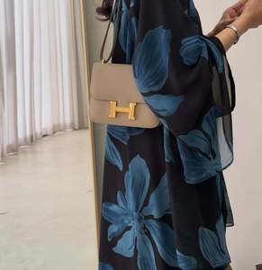 Abito Abaya OEMTrendy con Stampa Digitale, Stile Chiuso, Orlo Spaccato, Vestito Lungo per Primavera Estate in Europa, America <span class=keywords><strong>e</strong></span> Medio Oriente - Product Image 6