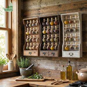 <span class=keywords><strong>Étagère</strong></span> <span class=keywords><strong>murale</strong></span> rustique en bambou pour 28 bouteilles d'épices, style apothicaire, pour <span class=keywords><strong>cuisine</strong></span> et garde-manger - Product Image 4