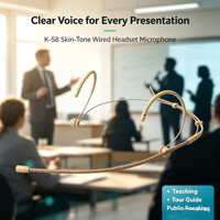 Microphone-casque professionnel mini, léger, en plastique, filaire XLR, pour l'enseignement, la guidée, les conférences