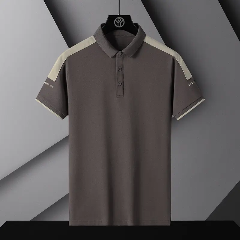 short sleeve summer high-end polo shirt men's fashion brand color contrast business lapel t-shirt men's