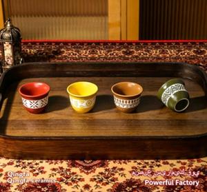 Arab handcrafted beverage custom printed logo small <b>clay</b> espresso cup <b>set</b> ceramic coffee cup - Product Image 2