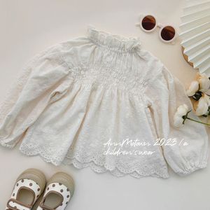 Tongxingyuan Girls Lace Trim Babydoll Shirt Off White Cotton Poplin Fall 2023 Childrens Blouse - Product Image 2
