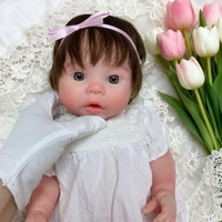 Realistische 18 Zoll / 45 CM Reborn-Babypuppen aus weichem Silikon mit handgewurzelten Haaren, waschbare weiche Spielzeugpuppe für Mädchen, pädagogisch wertvoll, inklusive Zubehör