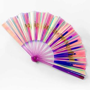 Plastique PP Publicité Personnalisation Holographique PVC Pliant Ventilateur à Main Pleine Page Impression Ventilateurs en Bambou pour Femmes Hommes Fête Mariage - Product Image 3