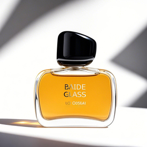 Wholesale Clear Perfume Spray <b>Bottle</b> Empty Crimp Rectangle 50ml Glass Flat Perfume <b>Bottle</b> with Black Cap - Product Image 1