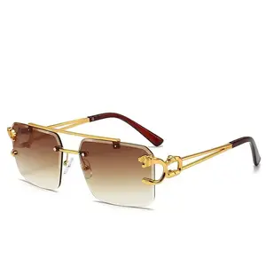 New Designer Brand Style 2023 Luxury Women Men Square Rimlesss Sunglasses