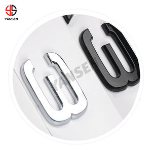 Lettres et chiffres 3D chromés noirs brillants pour <span class=keywords><strong>Audi</strong></span> A3 A7 A8 Q7 A5 A6 A4 Q2 Q3 Q5 – Emblème, plaque signalétique, badge, autocollant pour coffre de voiture - Product Image 3