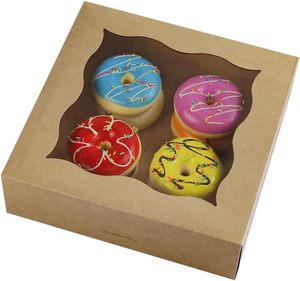 Cajas de Panadería Marrones de 10"x10"x3" con Ventana de PVC para Pasteles y Galletas, Caja Grande de Papel Kraft Natural - Product Image 5