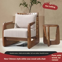 DISHI Moderner Luxus Massivholz-Rattan-Liegestuhl Neuer Chinesischer Freizeit-Einzelsessel für Wohnzimmer Gästehaus Café Weich