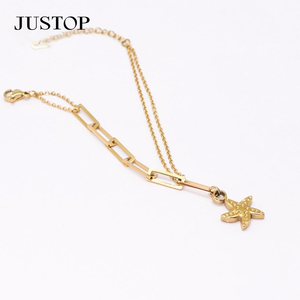 Pulsera de Acero Inoxidable con Dijes de Corazón Geométrico de Ágata Dorada, Estilo Vintage Minimalista y Ecológico para Mujer, Venta al por Mayor - Product Image 6