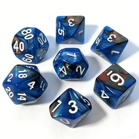 Dés polyédriques en résine sculptée marbrée bleue, ensemble de 7 pièces, écologiques et durables, pour jeux de rôle et de société (RPG DND)