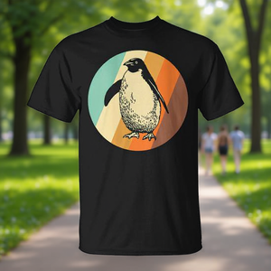 Retro Penguin <b>Vintage</b> T-Shirt Black Men's <b>Graphic</b> <b>Tee</b> Crew Neck Short Sleeve Adult Promotional Activities Silk Screen Printing - Product Image 3