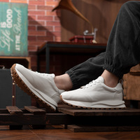 Chaussures de sport épaisses pour hommes, logo personnalisé, confortables, blanches, en cuir, chaussures de course athlétiques, baskets
