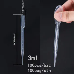 Produttore di pipette di vendita diretta campioni gratuiti trasferimento pipetta Volume 3 ml monouso Pasteur Pipette