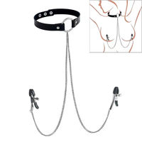 Collier de chasteté réglable en cuir avec pinces à tétons et chaîne, jouets sexuels SM pour femmes, couples, jeux pour adultes