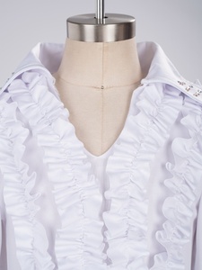 Camisa de Baile de Salón para Niños, Estilo Latino con Volantes, Cuello en V, Manga Larga, Top de Baile Infantil con Pantalones Acampanados, Traje de Competición - Product Image 4
