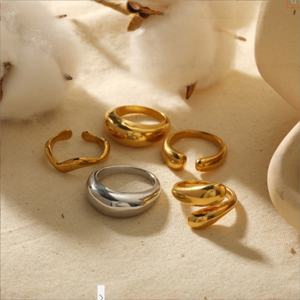 Anillos de Moda al por Mayor con Diseño de Gota de Agua, Curvos y Lisos, en Acero Inoxidable Chapado en Oro de 18K, para Cualquier Ocasión - Product Image 3