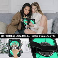 Étui robuste anti-chute WESOROL pour Samsung Tab A11 Plus/A9 Plus 11 pouces avec support rotatif à 360°, dragonne et bandoulière, noir menthe
