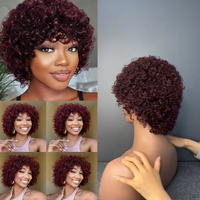 Perruques Courtes Bob Africaines les Plus Vendues pour Femmes, Style Explosion, Douces et Volumineuses, Petite Elfe, 100% Cheveux Humains Vierges, Bonnet en Dentelle