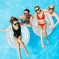 Bouée de natation gonflable en PVC transparente de couleur unie pour adultes et enfants - Flotteurs de piscine d'été