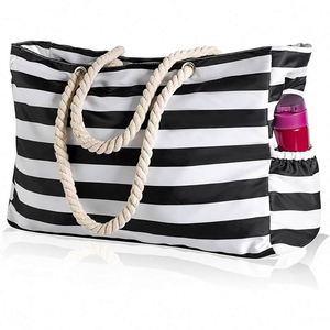 Échantillon gratuit – Sacs fourre-tout de plage personnalisés pour femmes en polyester, réutilisables, grands sacs de plage en toile de jute pour le shopping - Product Image 1