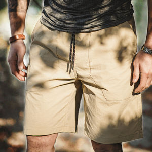 กางเกงขาสั้นคาร์โก้ไนลอนกลางแจ้งเอวสูงของผู้ชายกางเกงยาวถึงเข่ามีหลายกระเป๋าแบบเชือกรูดลำลองฤดูร้อน - Product Image 3
