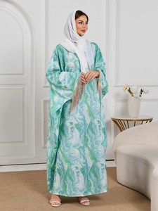 Abaya Elegante Moderna de Color Caramelo con Mangas de Mariposa, Estilo Árabe Musulmán de Oriente Medio, Largo hasta la Rodilla, Vestido Largo Islámico Modesto para la Noche - Product Image 2