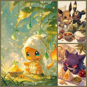 Tarjeta Coleccionable Pokemond Dragon Boat Festival Jumbo Artboard A5 con Lámina Dorada, Impresión a Todo Color, Caja de Regalo de Papel - Product Image 6