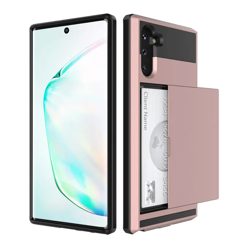 Shockproof Case Hybrid Card Slide Phone Cover For Samsung Galaxy Note 10 Plus 5G S10 S9 S7 Edge S8 S8 Plus Wallet Case