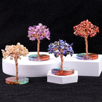 Bestseller Natürlicher Kristall-Heilquarz Gemischter Amethyst-Stein Harz-Basis Geldbaum zur Dekoration DIY Geschenk