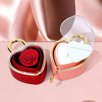 Luxe handgemaakte hartvormige opbergdoos met klep voor geconserveerde eeuwige bloemen, cadeau voor Moederdag - roterende roos verpakking