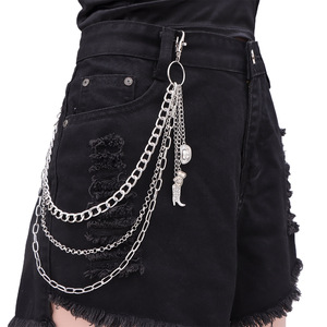 Fashion <b>Waist</b> <b>Chain</b> Double Layer Metal Hip Hop Denim Accessory Unisex Casual Zinc Alloy White K - Product Image 1