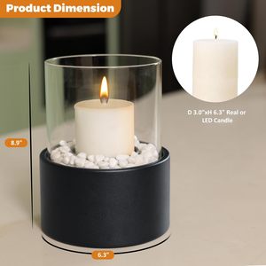 Chimenea Redonda Moderna de Metal con Piedras Decorativas y Acabado con Recubrimiento en Polvo para Decoración Interior del Hogar - Product Image 4