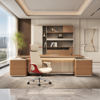Ensemble de bureau LED pour projets de bureau, table en MDF, armoire, chaise de patron ergonomique en cuir