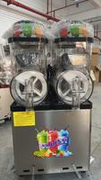 Machine à slush électrique commerciale à 2 réservoirs en acier inoxydable, distributeur automatique de boissons glacées à 2 saveurs pour les fêtes et les hôtels