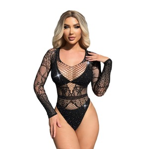 Ventes chaudes Lingerie érotique pour femmes Sous-vêtements ajourés pour femmes Bodystocking transparent en résille dos nu - Product Image 6