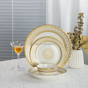 Vaisselle écologique en gros, bols et assiettes à bord <span class=keywords><strong>doré</strong></span>, <span class=keywords><strong>service</strong></span> de table en porcelaine - Product Image 6