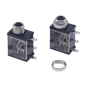 Prise audio jack 3,5 mm PJ-323M avec écrou fileté, montage vertical à 3 broches traversant le panneau, boîtier transparent - Product Image 5
