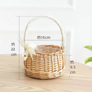 Bolsa de almacenamiento colgante de ratán Natural hecha a mano, cesta de <span class=keywords><strong>flores</strong></span> tejidas, <span class=keywords><strong>flores</strong></span> artificiales, <span class=keywords><strong>arreglos</strong></span> de regalo, decoración del hogar, ropa - Product Image 3