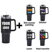 Gobelet isotherme en acier inoxydable personnalisé de 40 oz à double paroi, tasse à café de voyage, gobelet de 40 oz avec poignée