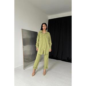 Conjunto de Camisa Verde y Pantalones con Botones a Presión para Mujer, Colección de Trajes al por Mayor - Product Image 4